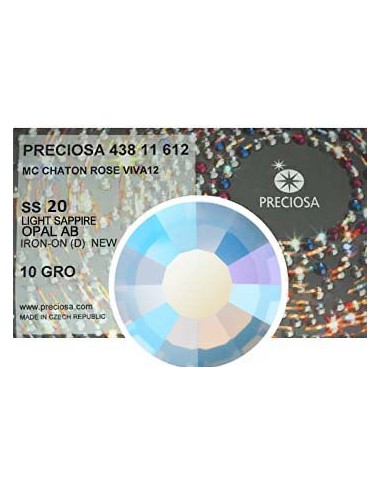 Preciosa Strass Rhinestones Termoadesivi Hotfix ss 20 Light Sapphire Opal AB - 1440 pz