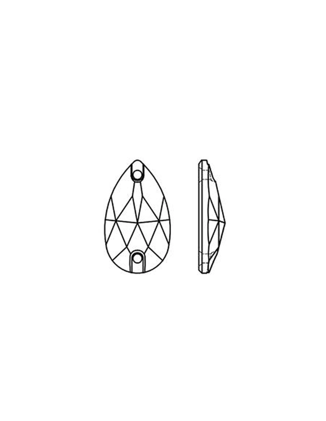 Stone Drop mm 18x10,5 Light Siam - 1PC - Stone to be sewn all crystal