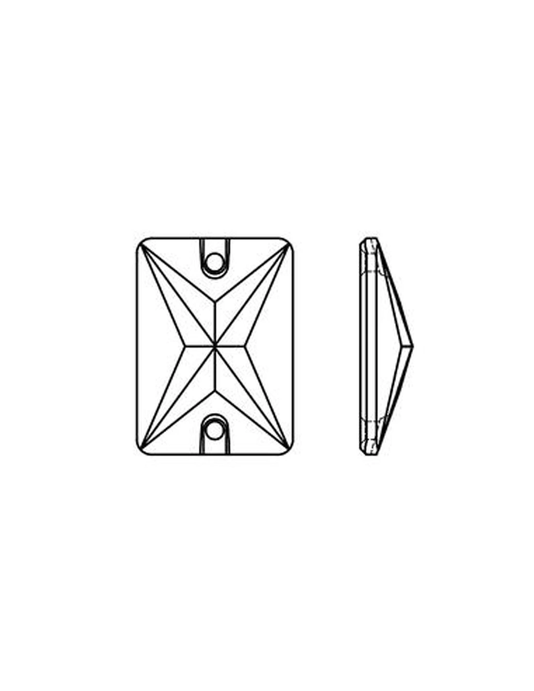 Stone Rectangle 25x18 mm Crystal - 1PC - Stone to be sewn all crystal