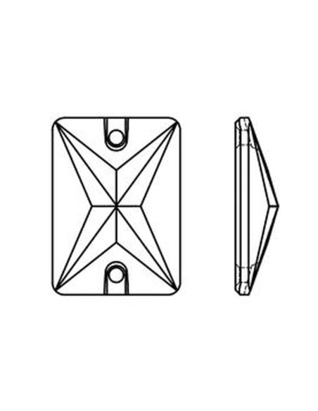 Stone Rectangle 18x13 mm Crystal AB- 1PC - Stone to be sewn all crystal