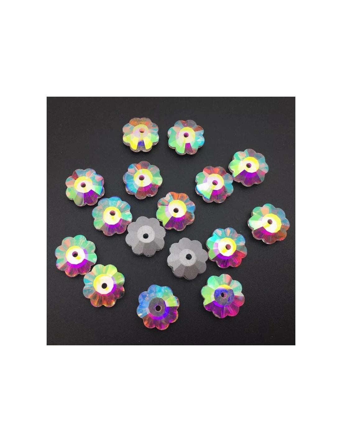 Stone Flower 10 mm Crystal AB - 1PC - Stone to be sewn all crystal
