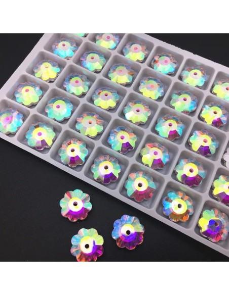 Stone Flower mm 8 Crystal AB - 1PC - Stone to be sewn all crystal