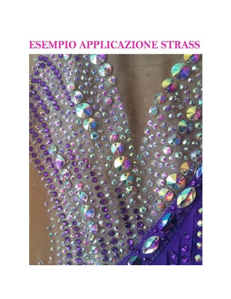 esempio applicazione Strass Rhinestones GT Crystal Termoadesivi hotfix  ss 10 Light Amethyst - 144PZ