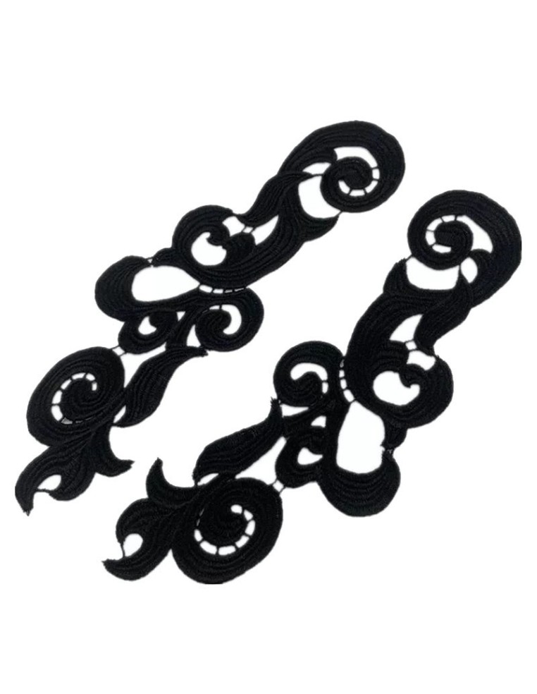 Application embroidered fabric Arabesque Black 29x9 cm - 1PA - Applications for Leotards and Dresses