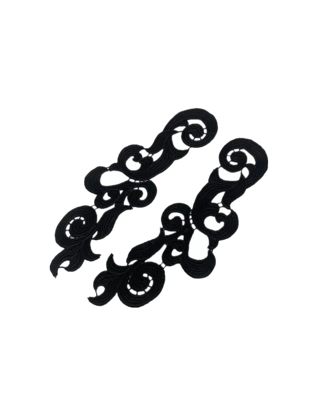 Applicazione in Tessuto ricamato Arabesco Nero cm 29x9 - 1PA - Applicazioni per Body e Abiti