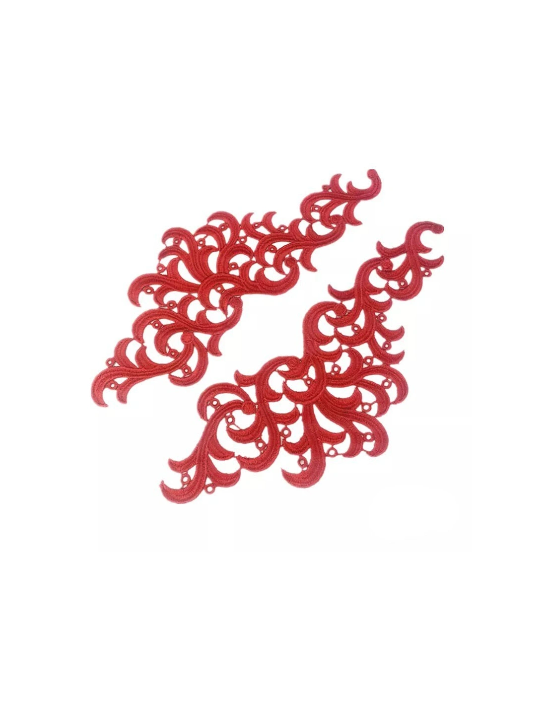 Applicazione in Tessuto ricamato Rosso cm 27x10 - 1PA