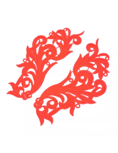 Applicazione in Tessuto ricamato Arancio cm 22x9 - 1PA