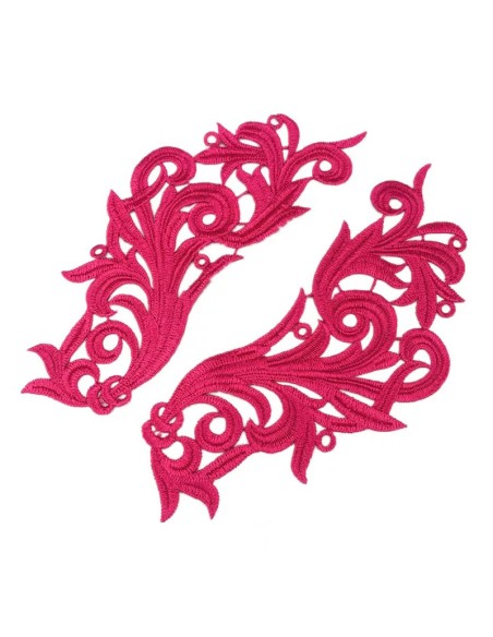 Applicazione in Tessuto ricamato Fuchsia cm 22x9 - 1PA
