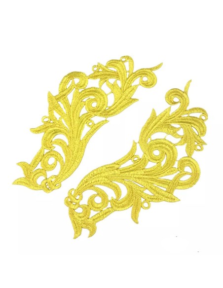 Applicazione in Tessuto ricamato Giallo cm 22x9 - 1PA