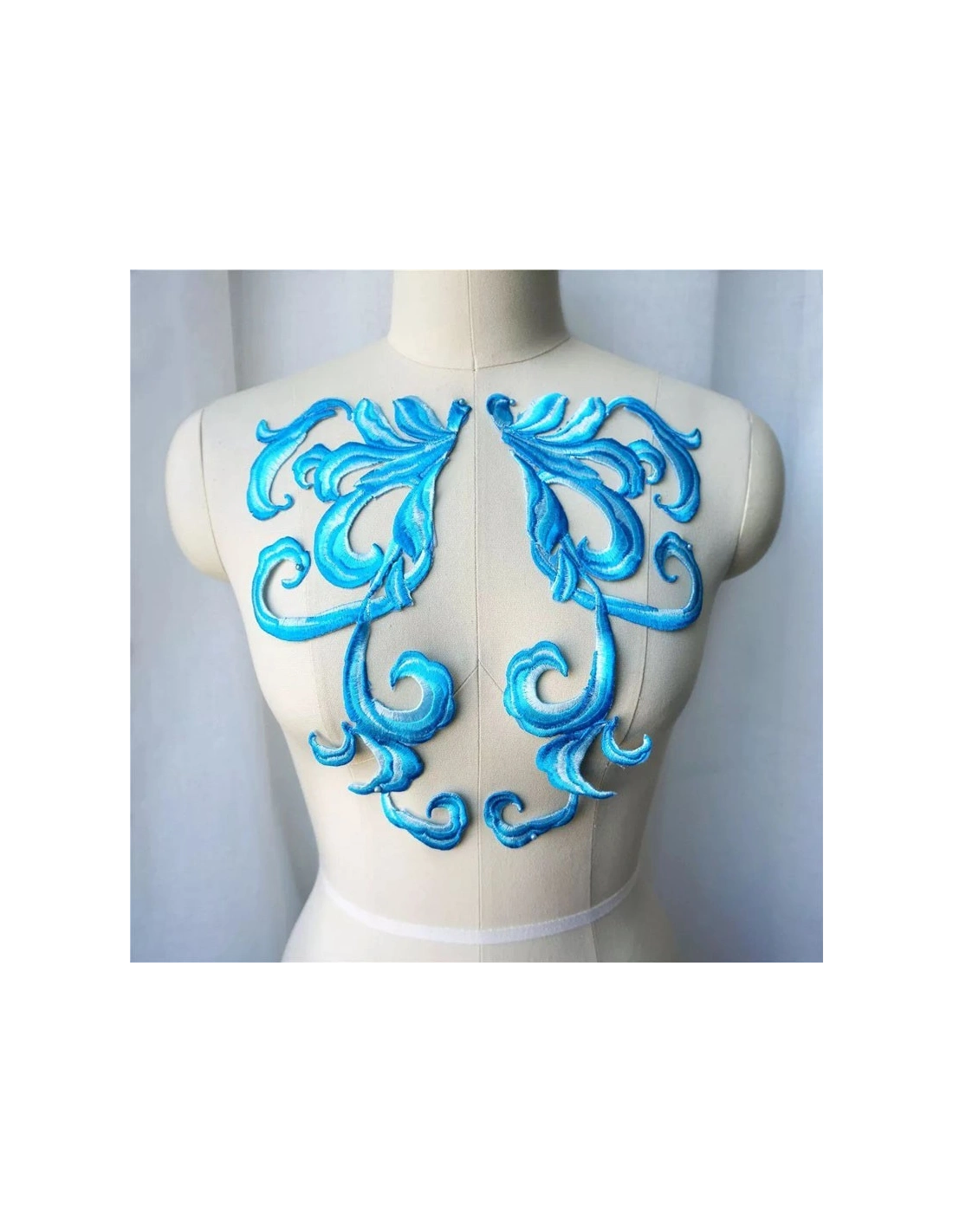 Application embroidered fabric Aqua 28x15 cm - 1PA - Applications for Leotards and Dresses