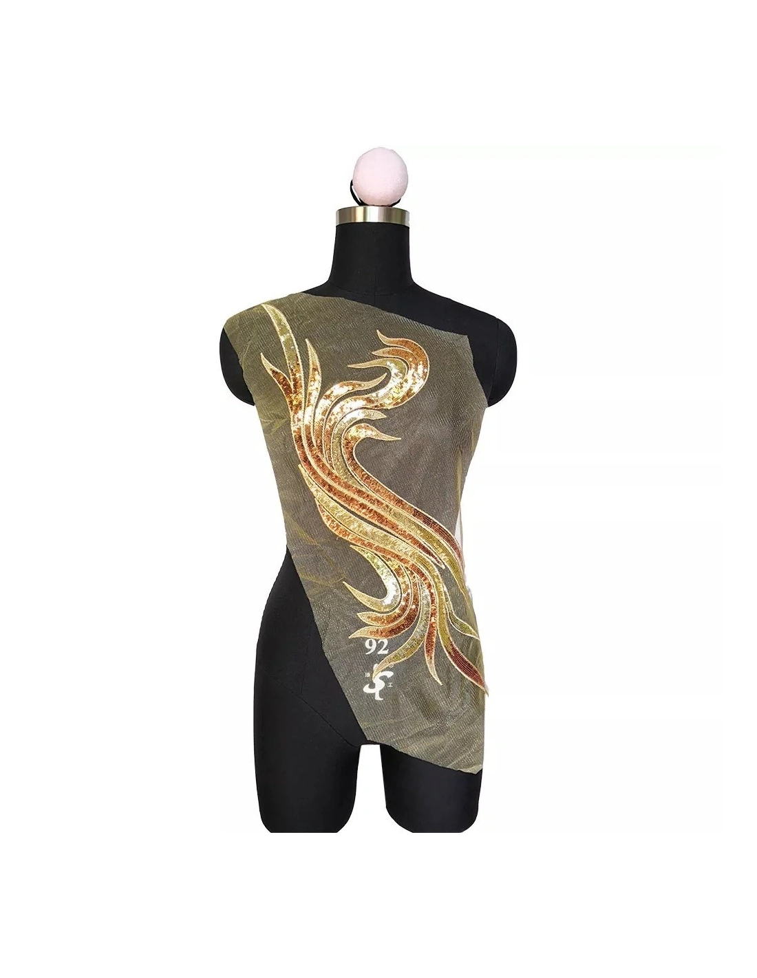 Application embroidered fabric and sequins Gold 56x21 cm - 1PC - Applications for Leotards and Dresses