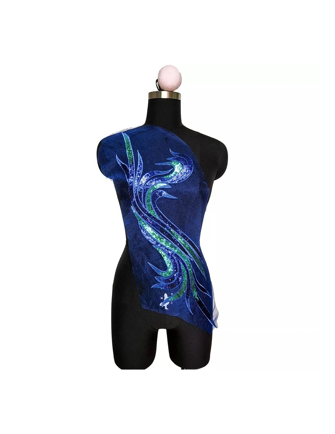 Application embroidered fabric and sequins Sapphire 56x21 cm - 1PC - Applications for Leotards and Dresses