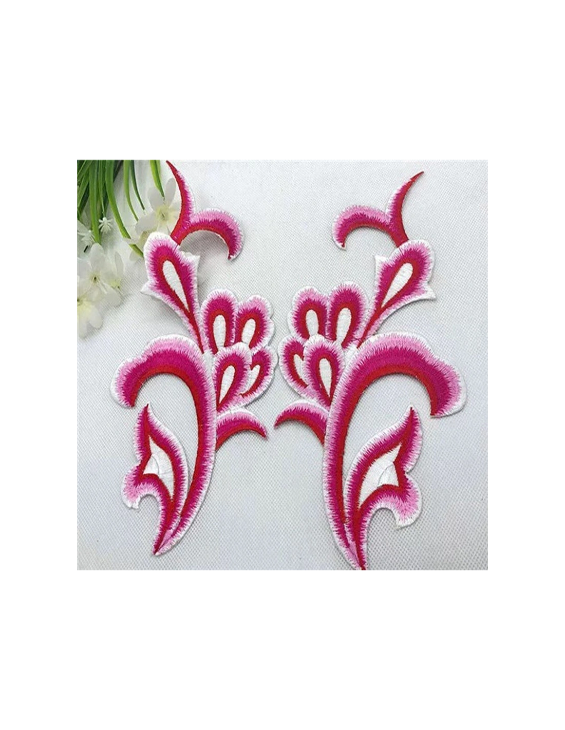 Application embroidered fabric Fuchsia 24x12.5 cm - 1PA - Applications for Leotards and Dresses