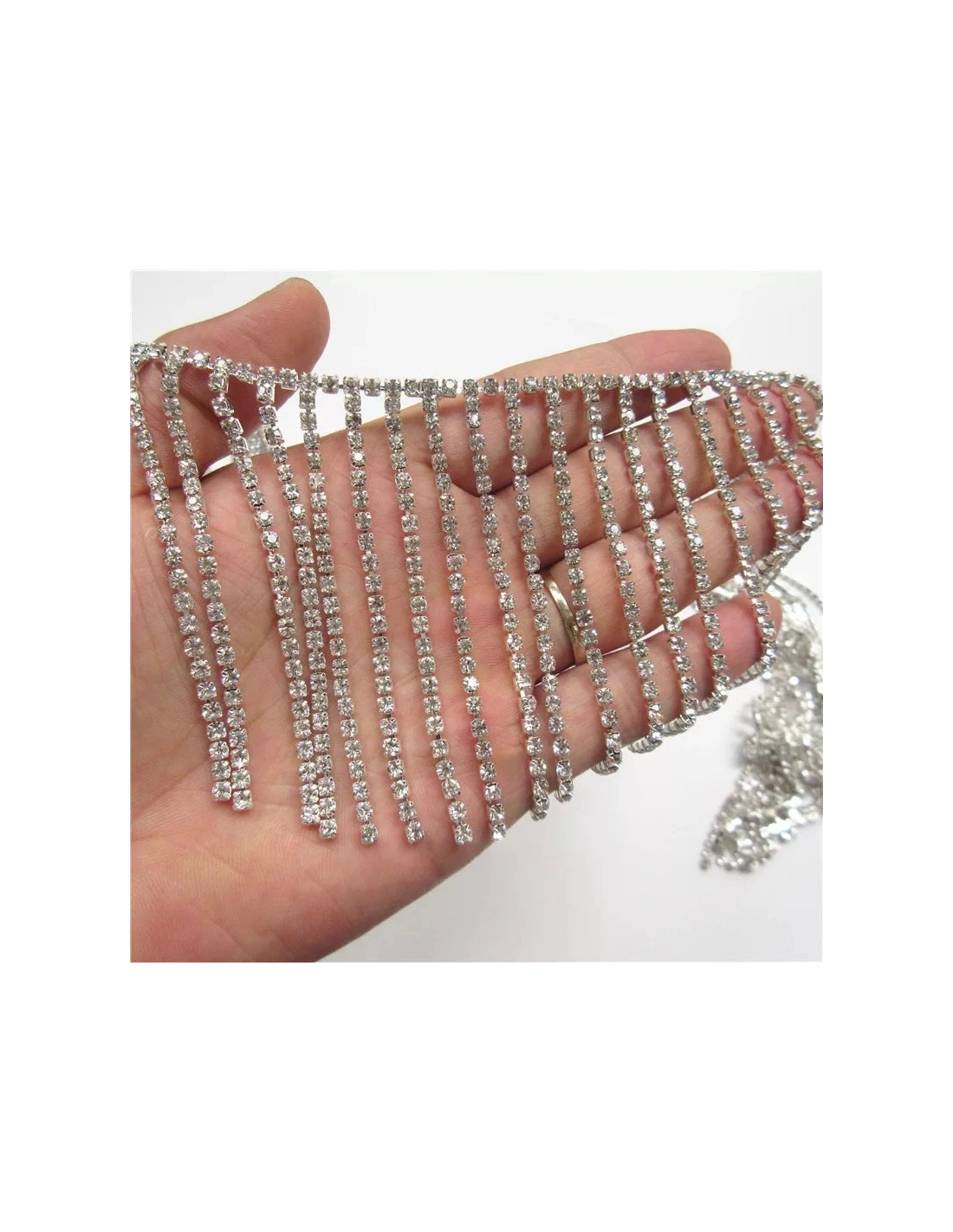 Frangia Strass Gioiello Alt. cm 12 Crystal-Silver - 20 CM