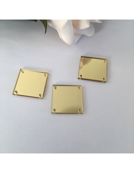 Sew on Mirrors Square 20x20 mm Gold - 10PZ - Sewing mirrors