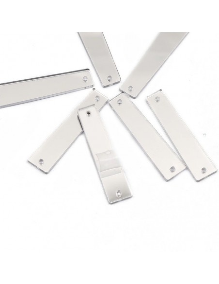 Specchietto da cucire forma Rettangolo mm 10x35  Argento - 10PZ Specchietto da cucire forma Rettangolo mm 10x35  Argento - 10PZ