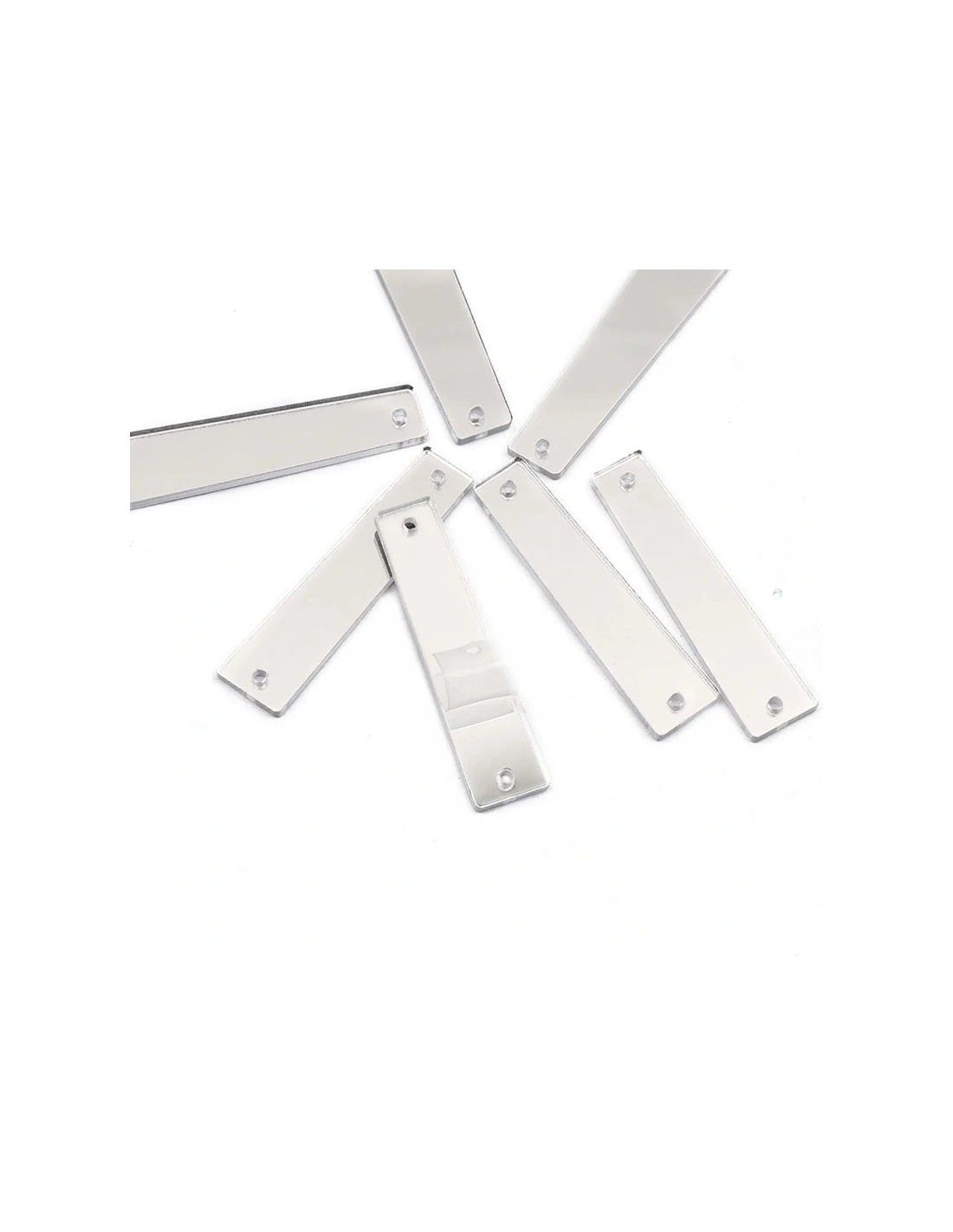 Sew on Mirrors Rectagle 10x35 mm Silver - 10pcs - Sewing mirrors