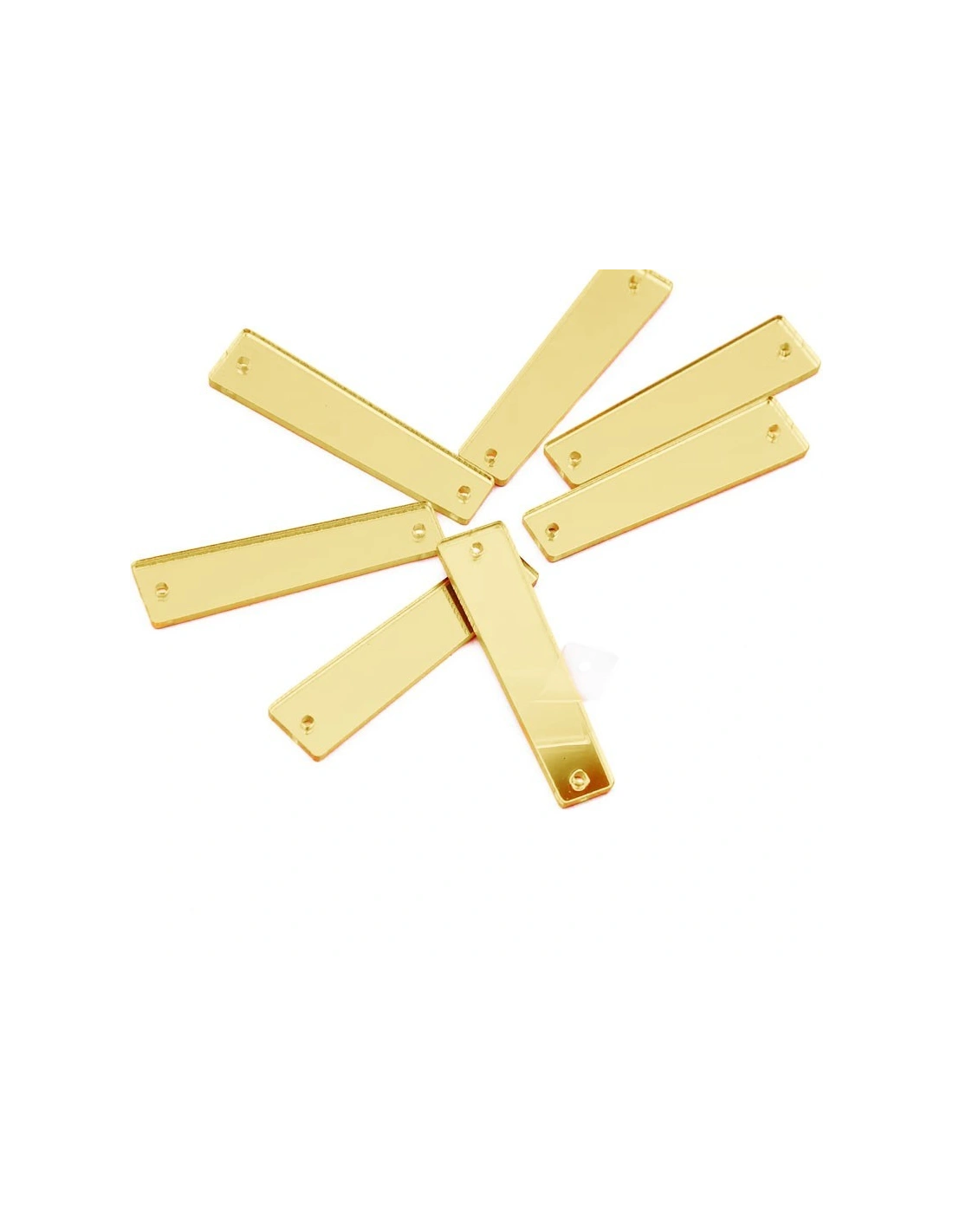 Specchietto da cucire forma Rettangolo mm 10x35  Oro - 10PZ