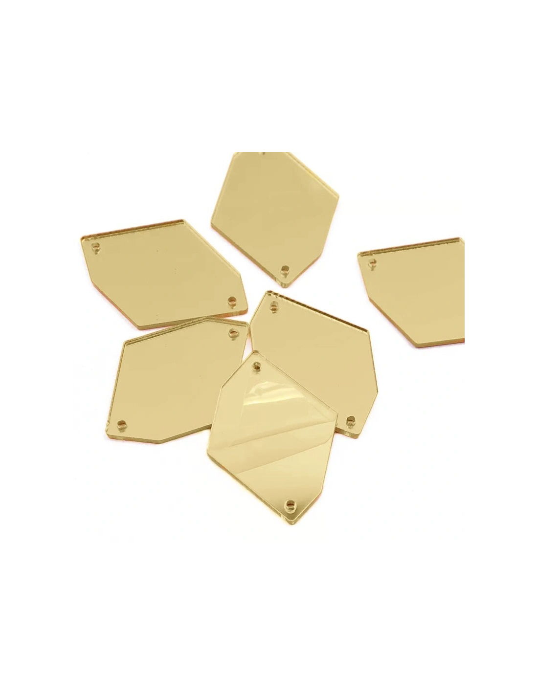 Specchietto da cucire forma Rombo sei Lati mm 20x30 Oro - 10PZ