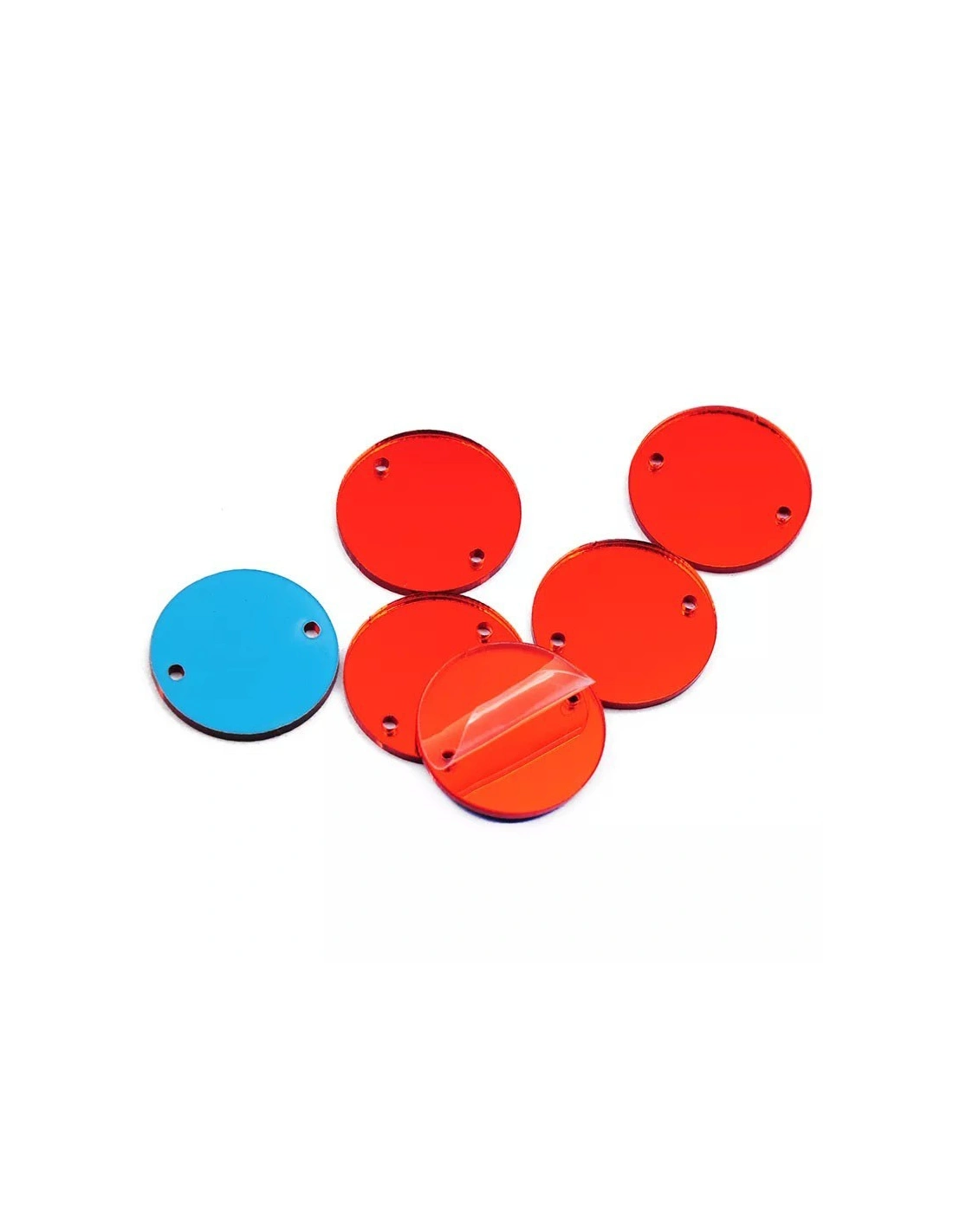 Sew on Mirrors Round 23 mm Red- 10pcs - Sewing mirrors