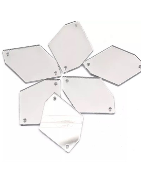 Specchietto da cucire forma Rombo sei Lati mm 28x40 Argento - 10PZ