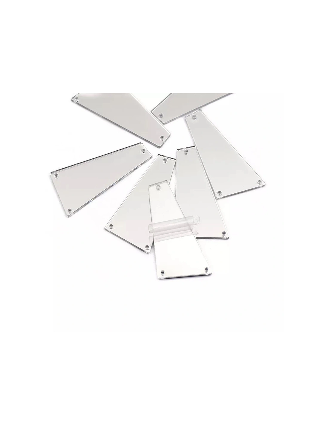 Specchietto da cucire forma Trapezio mm 22x42 Argento - 10 PZ