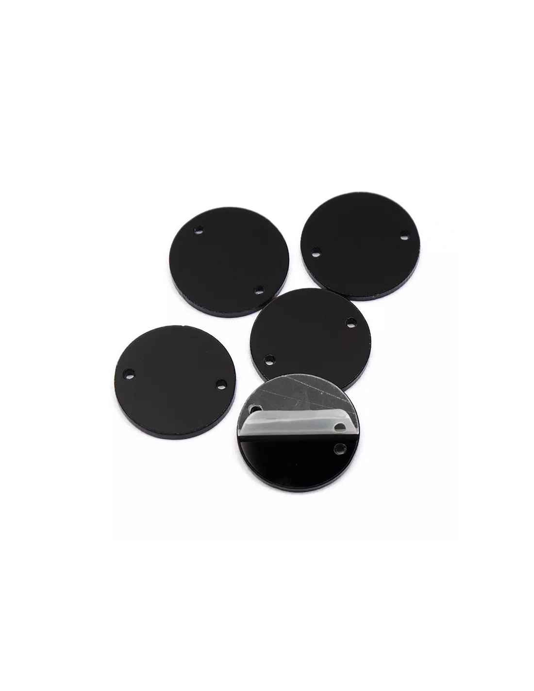 Sew on Mirrors Round Black 23 mm - 10 PZ - Sewing mirrors