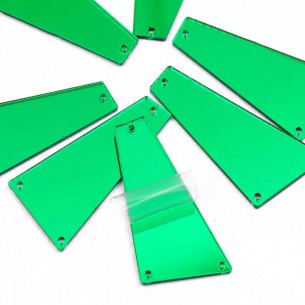 Specchietto da cucire forma  Trapezio mm 22x42 Verde - 10 PZ