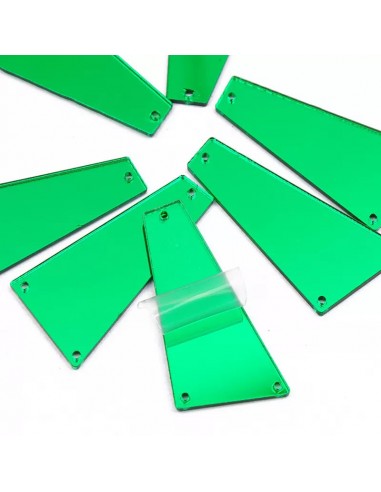 Specchietto da cucire forma  Trapezio mm 22x42 Verde - 10 PZ