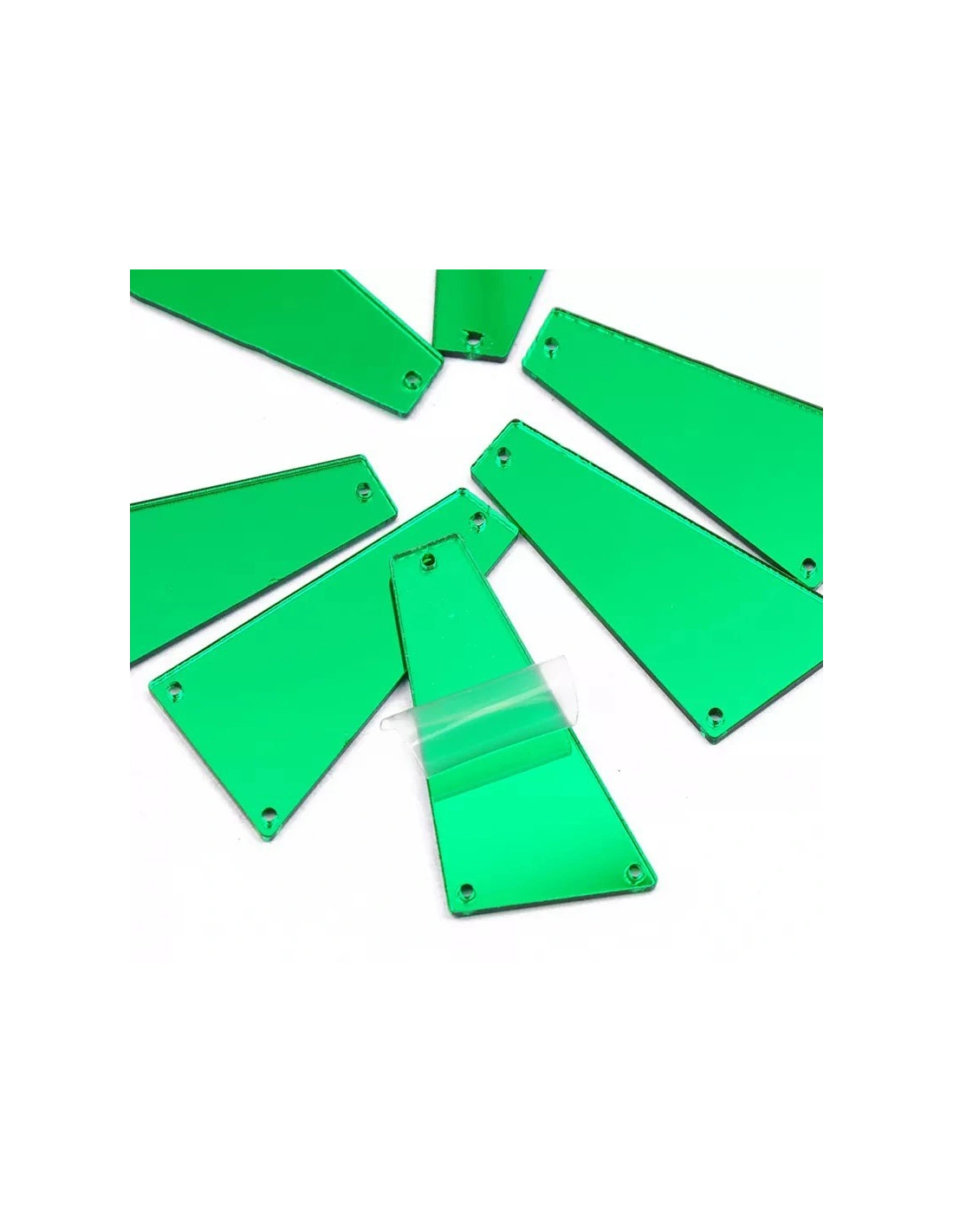 Specchietto da cucire forma  Trapezio mm 22x42 Verde - 10 PZ