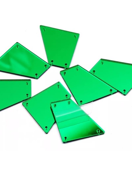 Specchietto da cucire forma Trapezio mm 27x28 Verde - 10 PZ