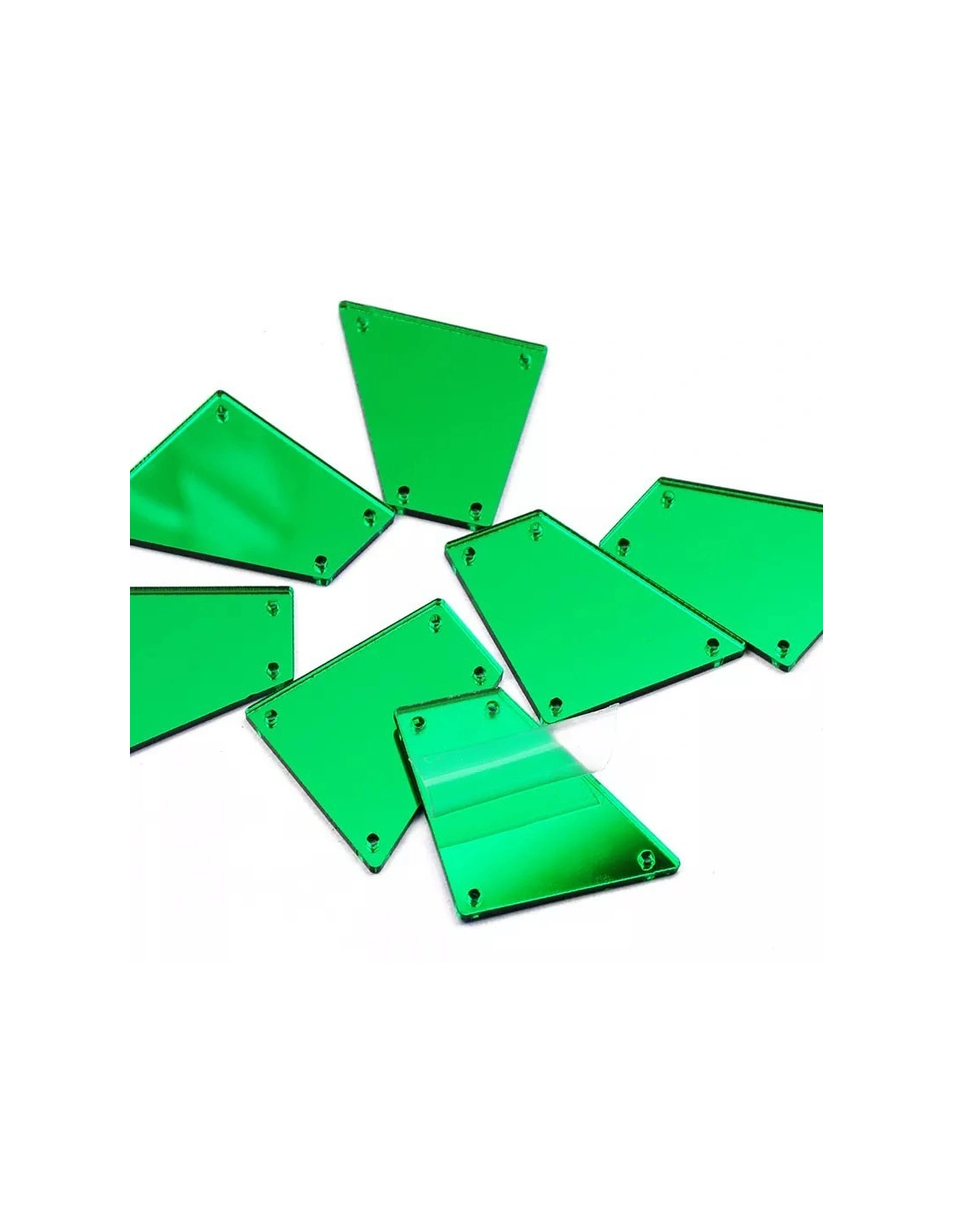 Sew on Mirrors Trapeze 27x28 mm Green - 10pcs - Sewing mirrors