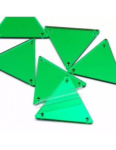 Specchietto da cucire forma Triangolo mm 23 Verde - 10PZ