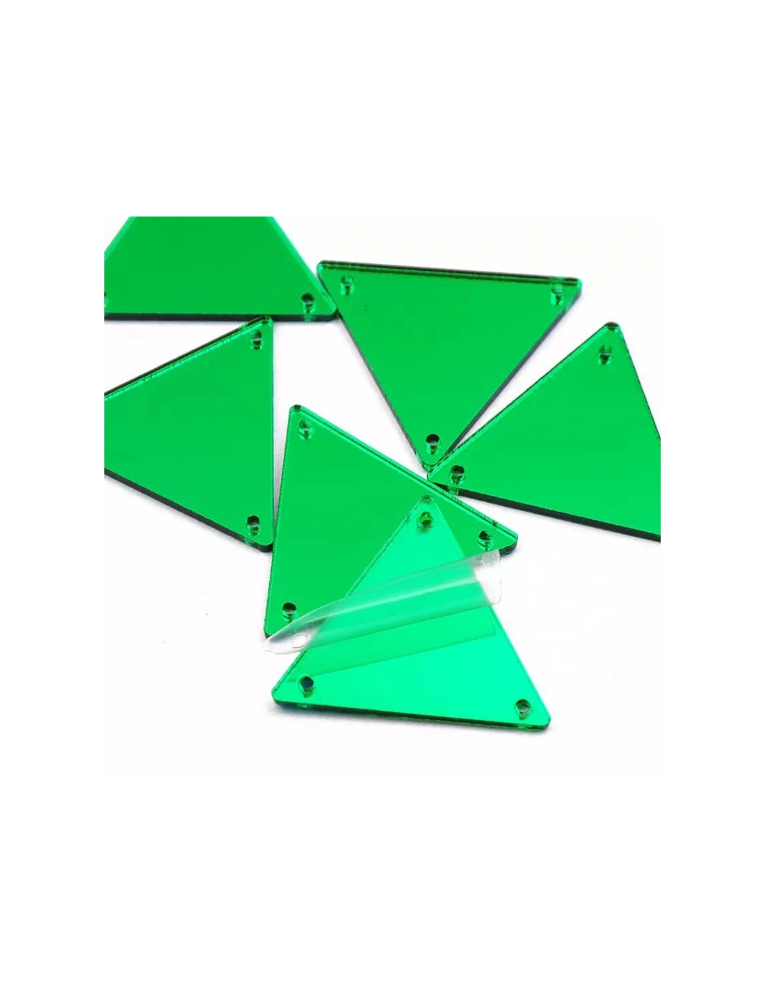 Sew on Mirrors Triangle 23 mm Green - 10pcs - Sewing mirrors