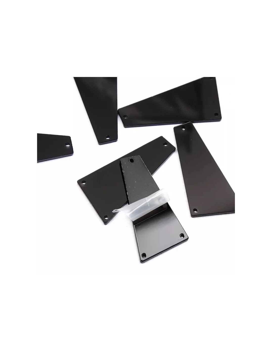 Sew on mirrors Trapeze Black 22x42 mm - 10 PZ - Sewing mirrors