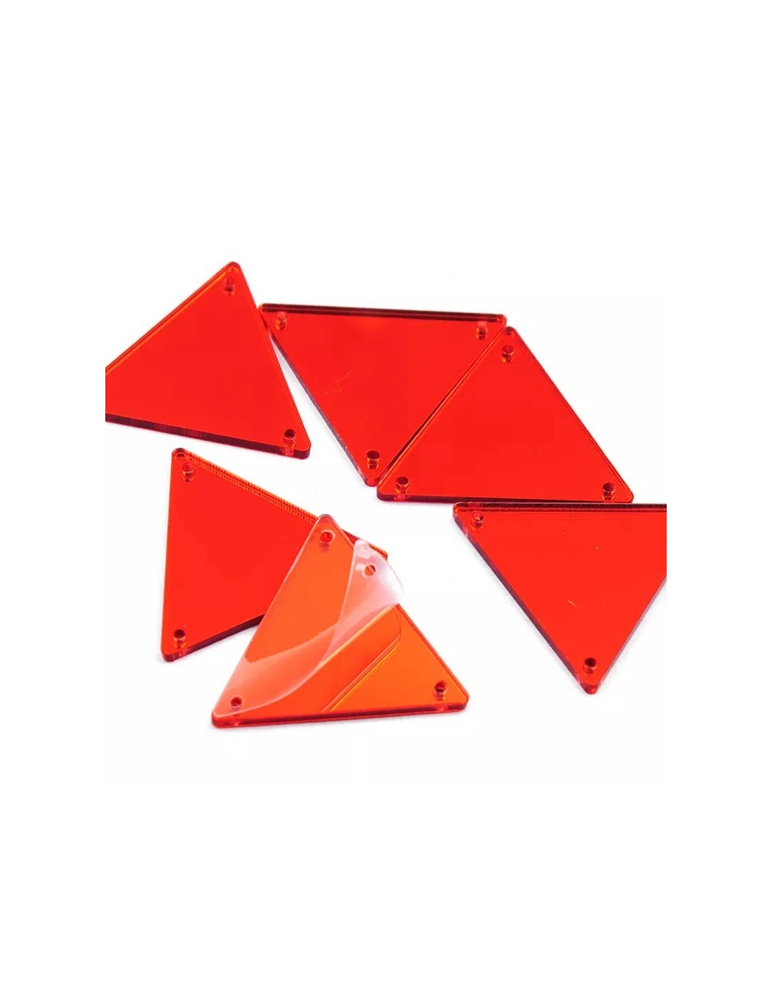 Specchietto da cucire forma Triangolo mm 23 Rosso - 10PZ