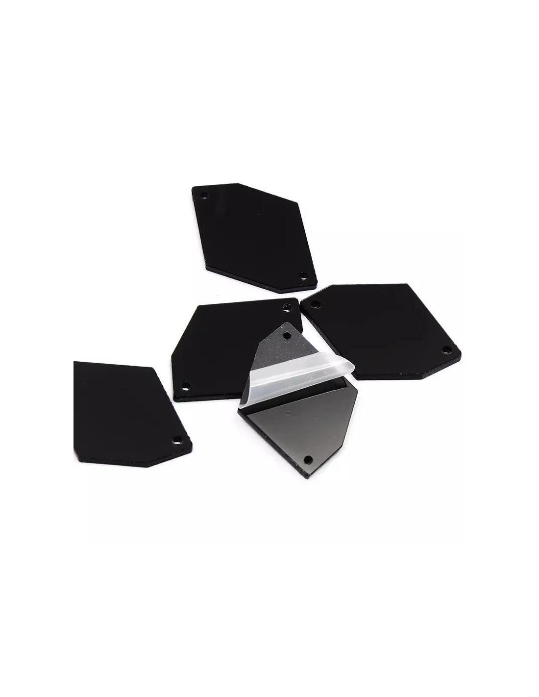 Specchietto da cucire forma Rombo sei Lati mm 24x34 Nero - 10PZ