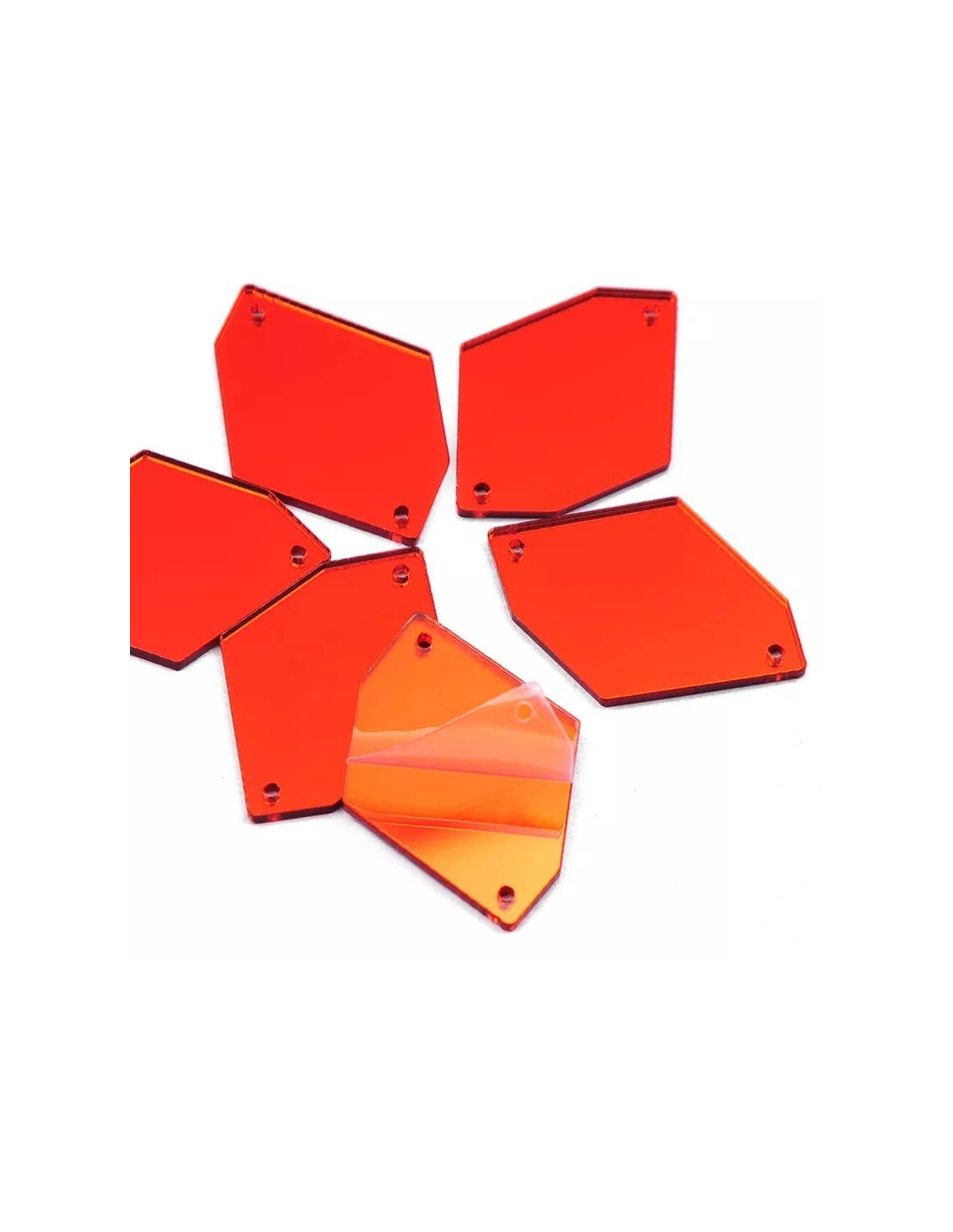 Specchietto da cucire forma Rombo sei Lati mm 24x34 Rosso - 10PZ