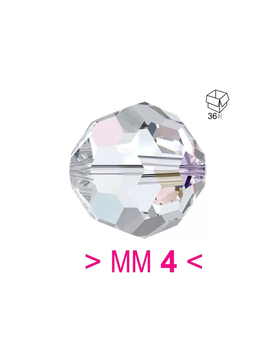 Crystal Sphere mm 4 Crystal AB - 36 PCS - Beads