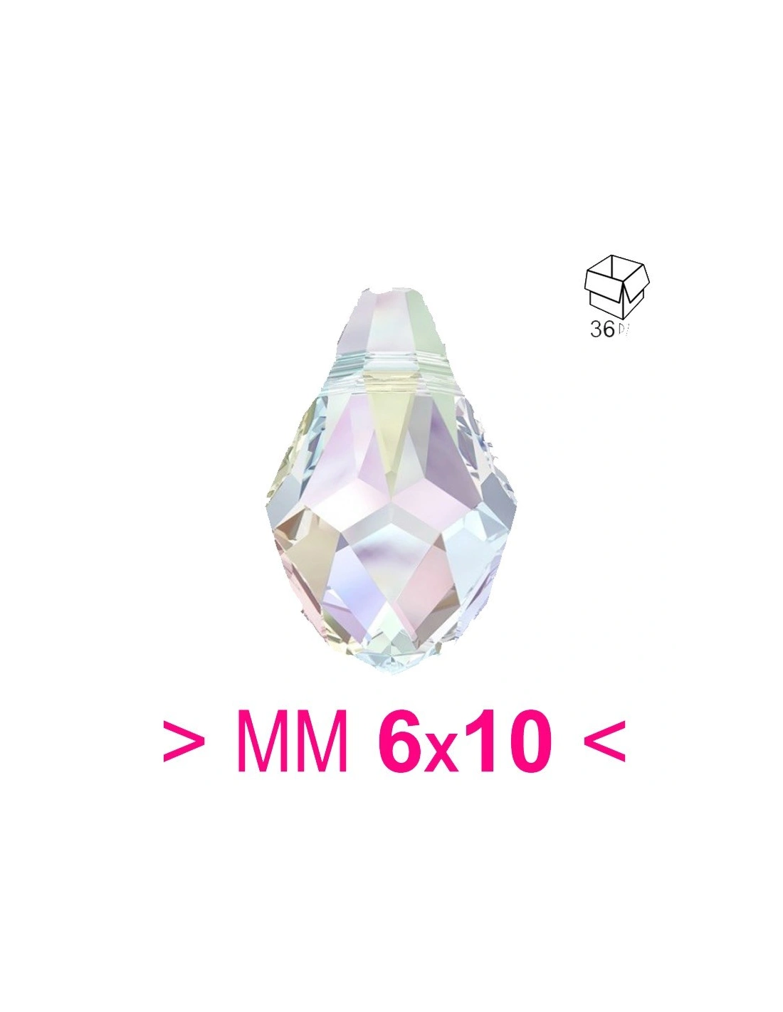 Crystal Drop 6x10 mm Crystal AB - 36PZ - Beads