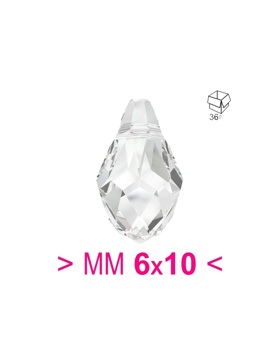 Beads a forma di Goccia in cristallo da 6x10 mm crystal