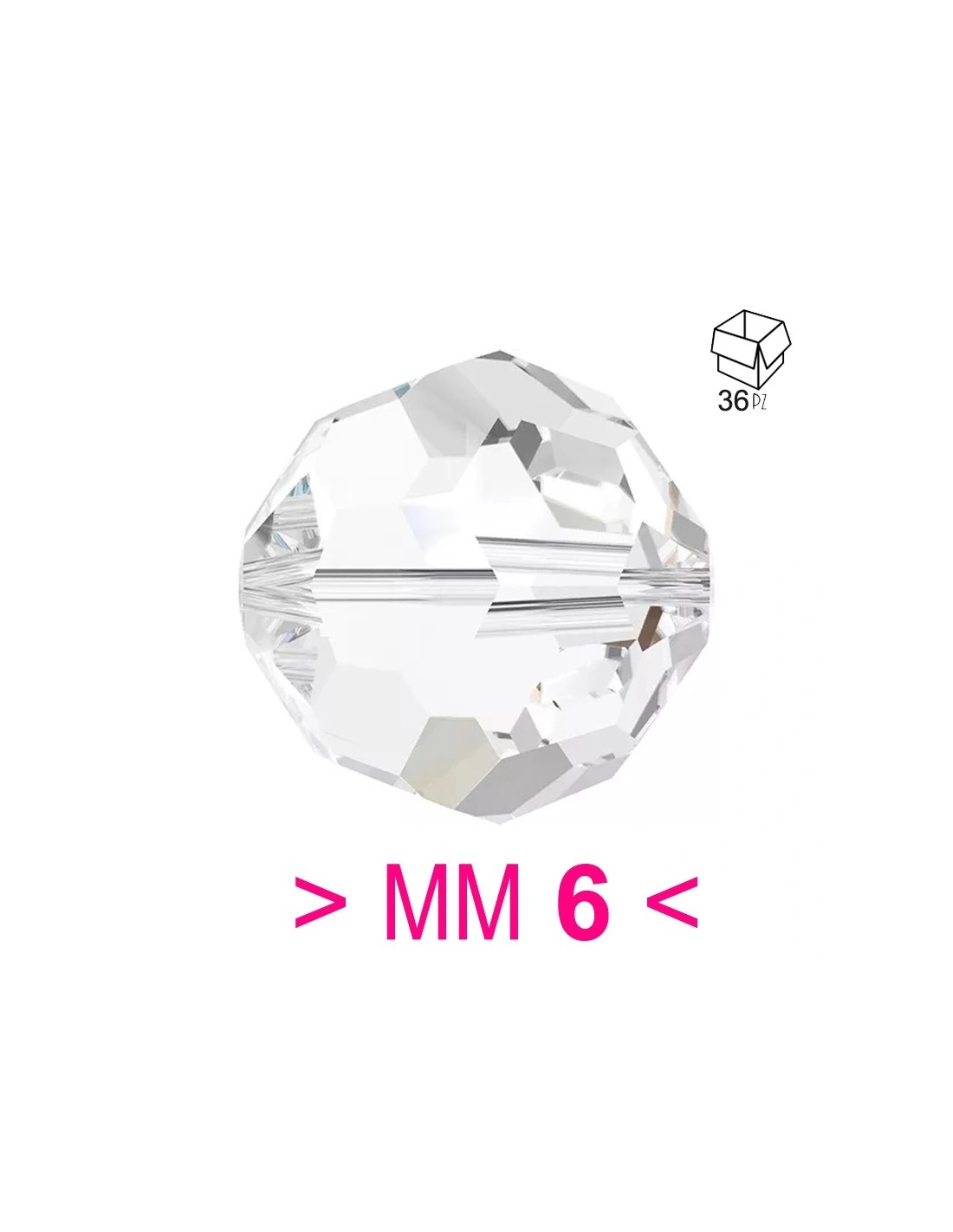 Crystal Sphere mm 6 Crystal - 36PZ - Beads