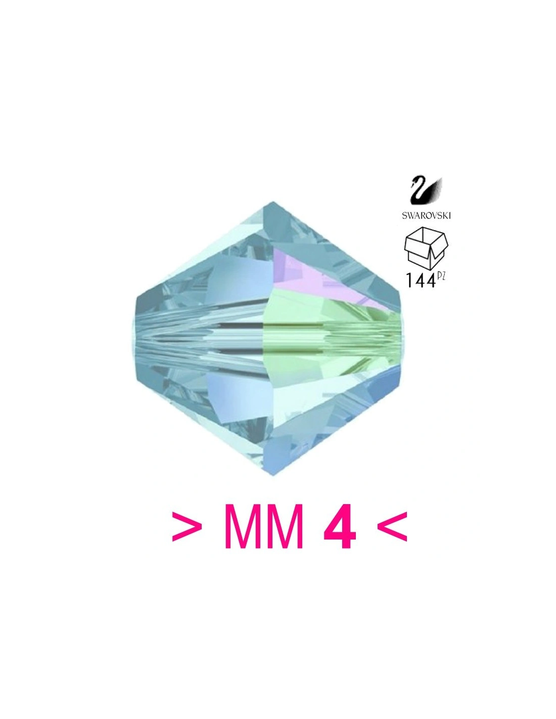 Bicone Swarovski mm 4 Aquamarine AB - 144 pcs - Biconi