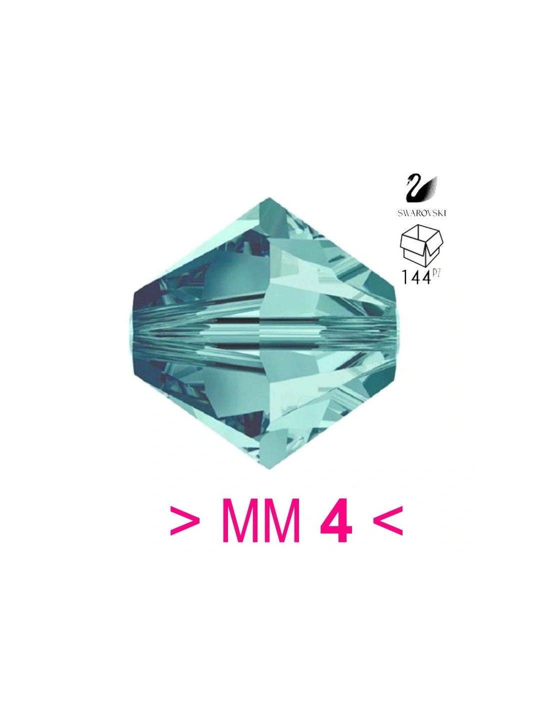 Bicone Swarovski mm 4 Blue Zircon - 144 pcs - Biconi