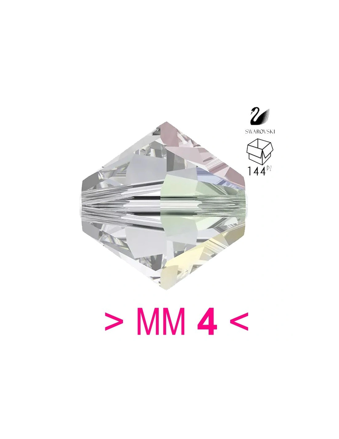 Bicone Swarovski mm 4 Crystal AB -  144 pcs - Biconi