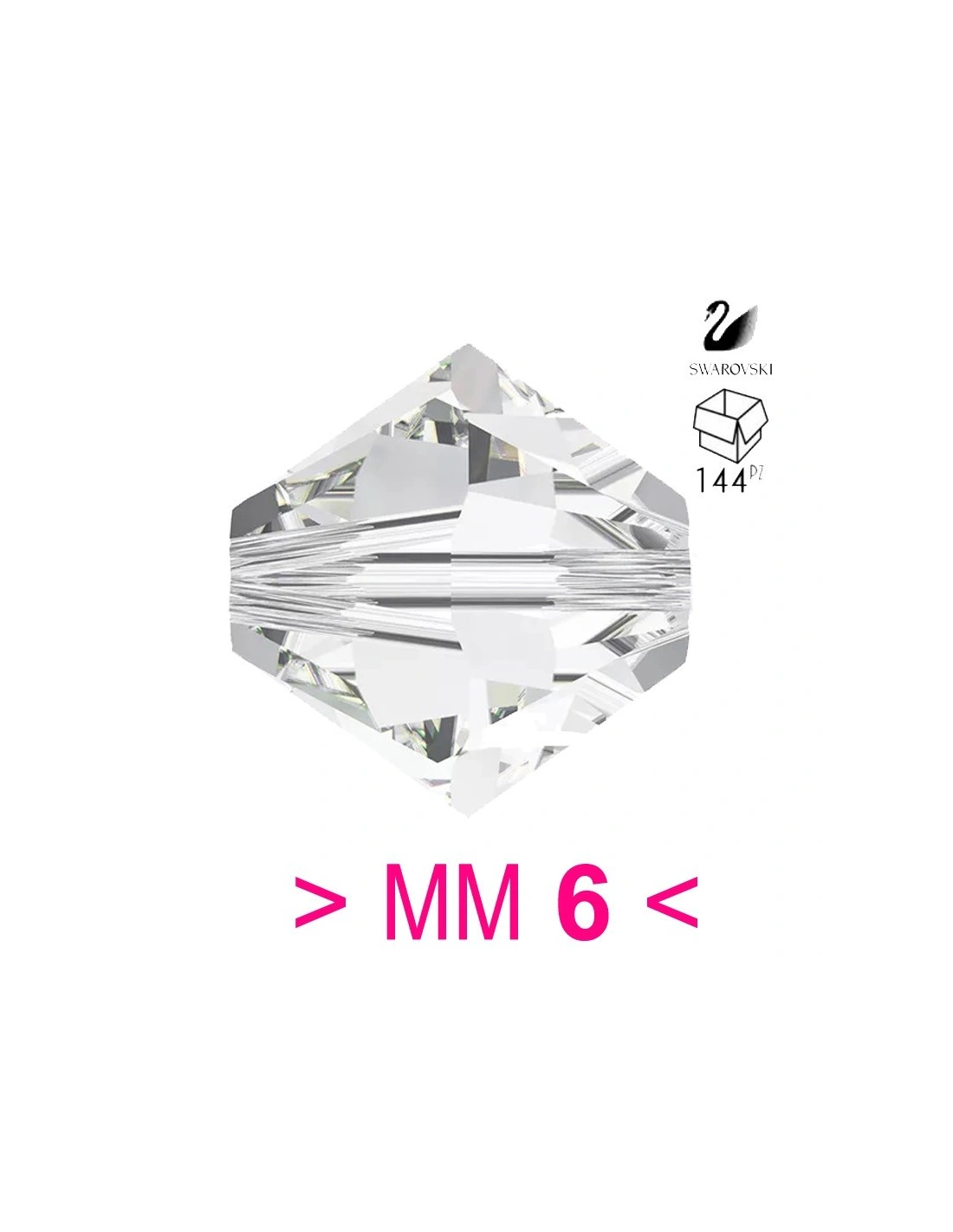 Bicone Swarovski Crystal 6 mm- 144Pcs - Biconi