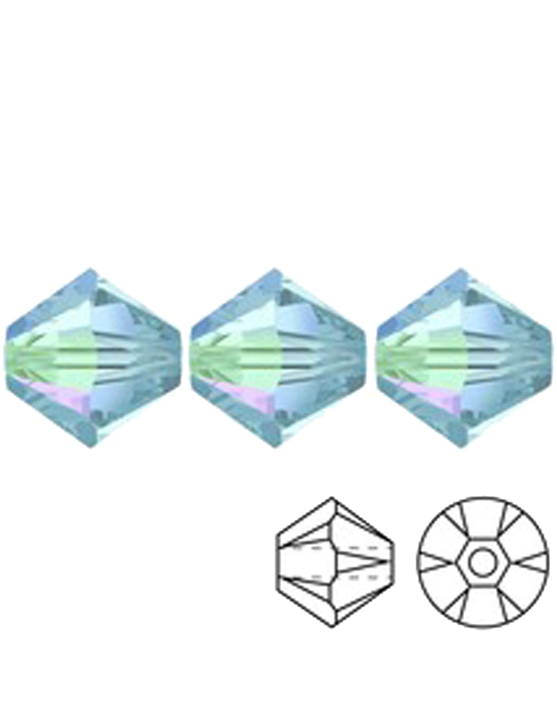 Bicone Swarovski mm 4 Aquamarine AB - 144 pcs - Biconi