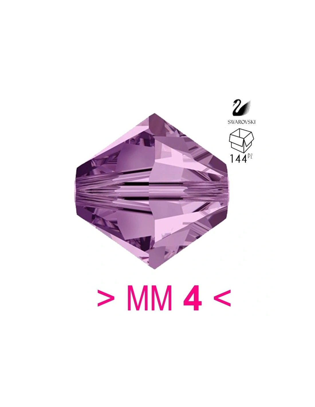Bicone Swarovski mm 4 Lt. Amethyst - 144 pcs - Biconi