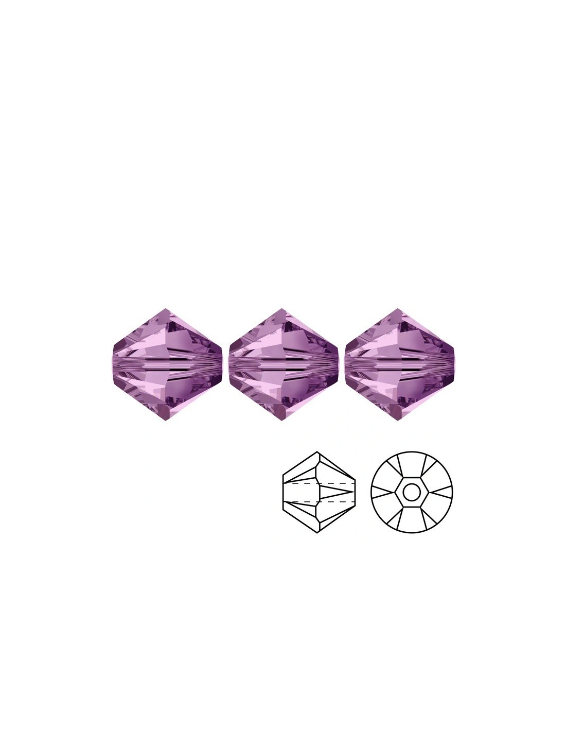Bicone Swarovski mm 4 Lt. Amethyst - 144 pcs - Biconi