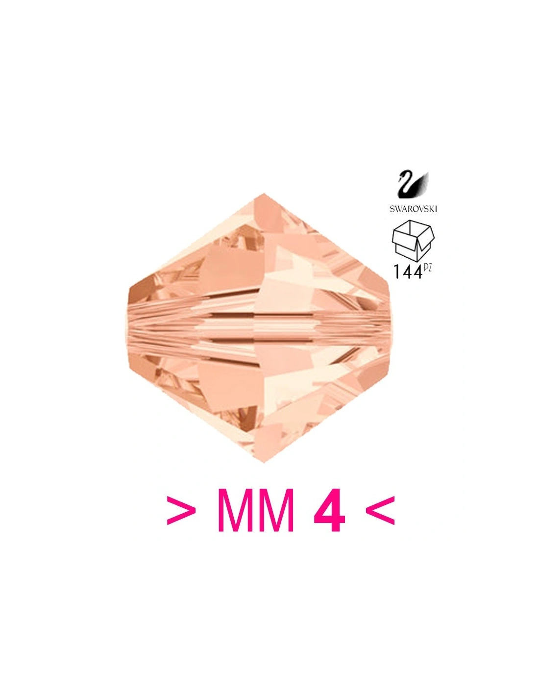 Bicone Swarovski mm 4 Lt. Peach - 144 pcs - Biconi